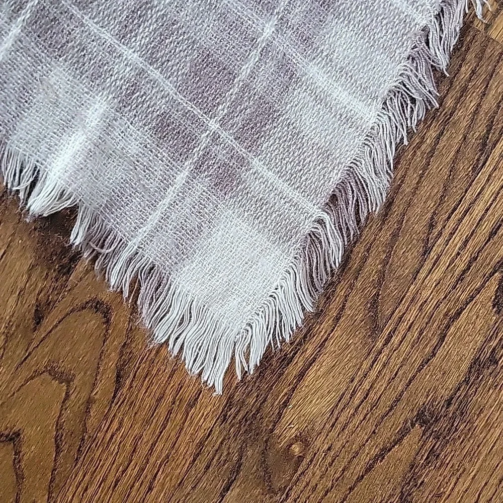 Blanket Plaid Cream Tan Fringe Soft Square Shawl Throw Wool Feels Scarf 57